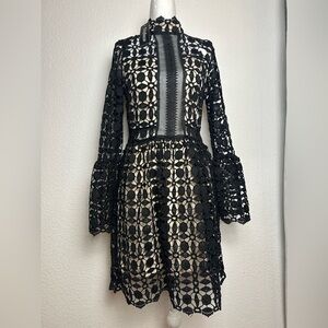 NEW EILLY BAZAR Elegant Black Lace Long Sleeve DresS SIZE S